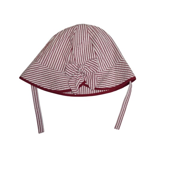 Janie & Jack Baby Girls Striped Sun Hat With Bow 3-6 Months Cotton 3951 - Picture 1 of 5